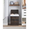 Rattan PP  Laundry Hamper Basket w/ 2-Compartment Washable Liner Bag 24 Gal