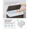 Rattan PP  Laundry Hamper Basket w/ 2-Compartment Washable Liner Bag 24 Gal