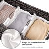 Rattan Brown PP 3-Basket Laundry Hamper Sorter Cart with Removable Cotton Bags with wheels