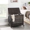 Rattan Brown PP 3-Basket Laundry Hamper Sorter Cart with Removable Cotton Bags with wheels