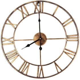 Gold Decorative 18.5-inch Roman Numerals Silent Non-Ticking Wall Clock
