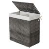 Rattan Grey PP 29-Gal Laundry Hamper Basket w/ 2-Compartment Washable Liner Bag