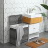 Rattan Grey PP 29-Gal Laundry Hamper Basket w/ 2-Compartment Washable Liner Bag