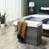 Rattan Grey PP 29-Gal Laundry Hamper Basket w/ 2-Compartment Washable Liner Bag