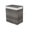 Rattan Grey PP 29-Gal Laundry Hamper Basket w/ 2-Compartment Washable Liner Bag