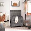 Rattan Grey PP 3-Basket Laundry Hamper Sorter Cart with Removable Cotton Bags