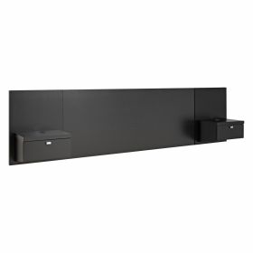Modern Wall Mounted Floating Headboard with Nightstands in Black King Size