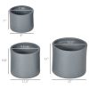 Round Outdoor Flower Pot Planters Stackable with Drainage Holes in Grey Set of 3