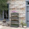 Vertical Wooden Planter Box Raised Bed Grey 4 Tiers