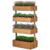 Vertical Wooden Planter Box Raised Bed Natural 4 Tiers