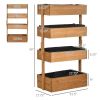 Vertical Wooden Planter Box Raised Bed Natural 4 Tiers
