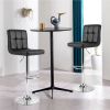 Adjustable Height Modern Bar Stools with Black PU Leather Swivel Seat Set of 2