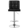 Adjustable Height Modern Bar Stools with Black PU Leather Swivel Seat Set of 2