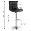 Adjustable Height Modern Bar Stools with Black PU Leather Swivel Seat Set of 2