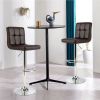 Adjustable Height Modern Barstools with Brown PU Leather Swivel Seat Set of 2
