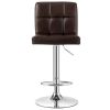 Adjustable Height Modern Barstools with Brown PU Leather Swivel Seat Set of 2