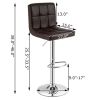 Adjustable Height Modern Barstools with Brown PU Leather Swivel Seat Set of 2