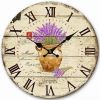 Decorative Roman Numerals Wooden Wall Clock with French Lavender Pattern 14-inch
