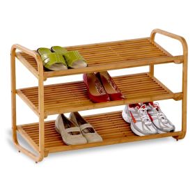 Bamboo Shoe Rack Shelf  - Holds 9-12 Pairs of Shoes-3 tiers