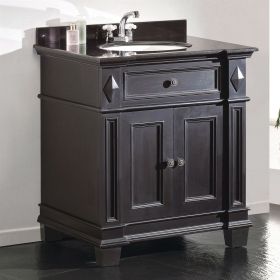 Bathroom Vanity-single sink with Cabinet & Black Granite Countertop / Backsplash