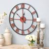 Decorative Roman Numerals Silent Non-Ticking Wall Clock in Red 18.5 inch