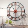 Decorative Roman Numerals Silent Non-Ticking Wall Clock in Red 18.5 inch