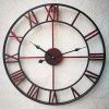 Decorative Roman Numerals Silent Non-Ticking Wall Clock in Red 18.5 inch