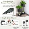 Black Metal Garden Planter Flower Pot Stand with Bottom Shelf Set of two.