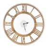 Classic Natural Wood Farmhouse Roman Numerals Wall Clock 16-inch