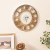 Classic Natural Wood Farmhouse Roman Numerals Wall Clock 16-inch