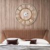 Classic Natural Wood Farmhouse Roman Numerals Wall Clock 16-inch