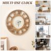 Classic Natural Wood Farmhouse Roman Numerals Wall Clock 16-inch