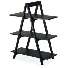 A-Frame Display Shelf Bookcase in Black Modern 3 Tier