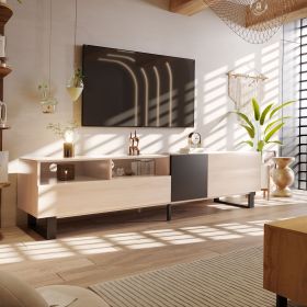 Modern TV Stand for 80'' TV with Double Storage Space, Media Console Table, Entertainment Center with Drop Down Door for Living Room, Bedroom (Color: as Pic)