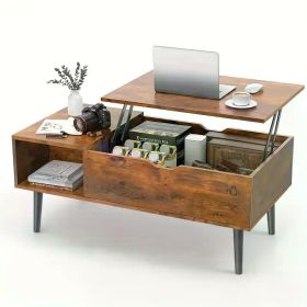 Lift Top Coffee Tables For Living Room 39.37"x19.7" Desk Tea Wood Dining Tables Adjustable Storage Shelf Easy Lift Or Lower (Color: Chocolate)